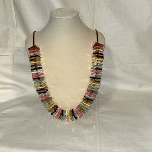 Kate Spade Color Square Glass & Gold Metal Bead Necklace Approx 28” EUC